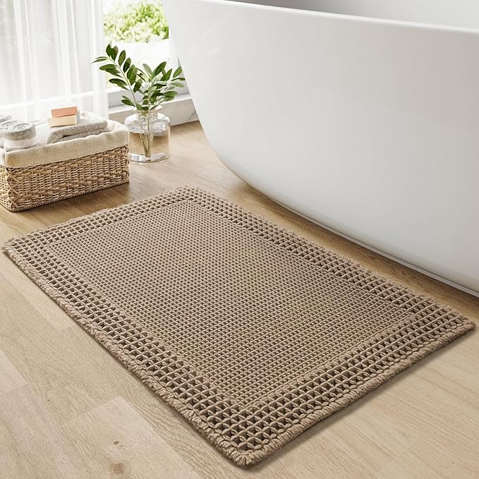 RESARE Waffle Bath Mat, Super Absorbent Non Slip, Machine Washable, Ultra Soft by Resare