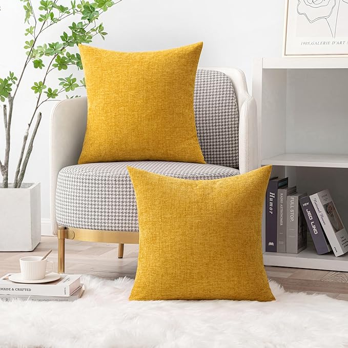 MIULEE Pack of 2 Mustard Yellow Throw Pillow Covers 18x18 Inch Soft Spring - Image 5