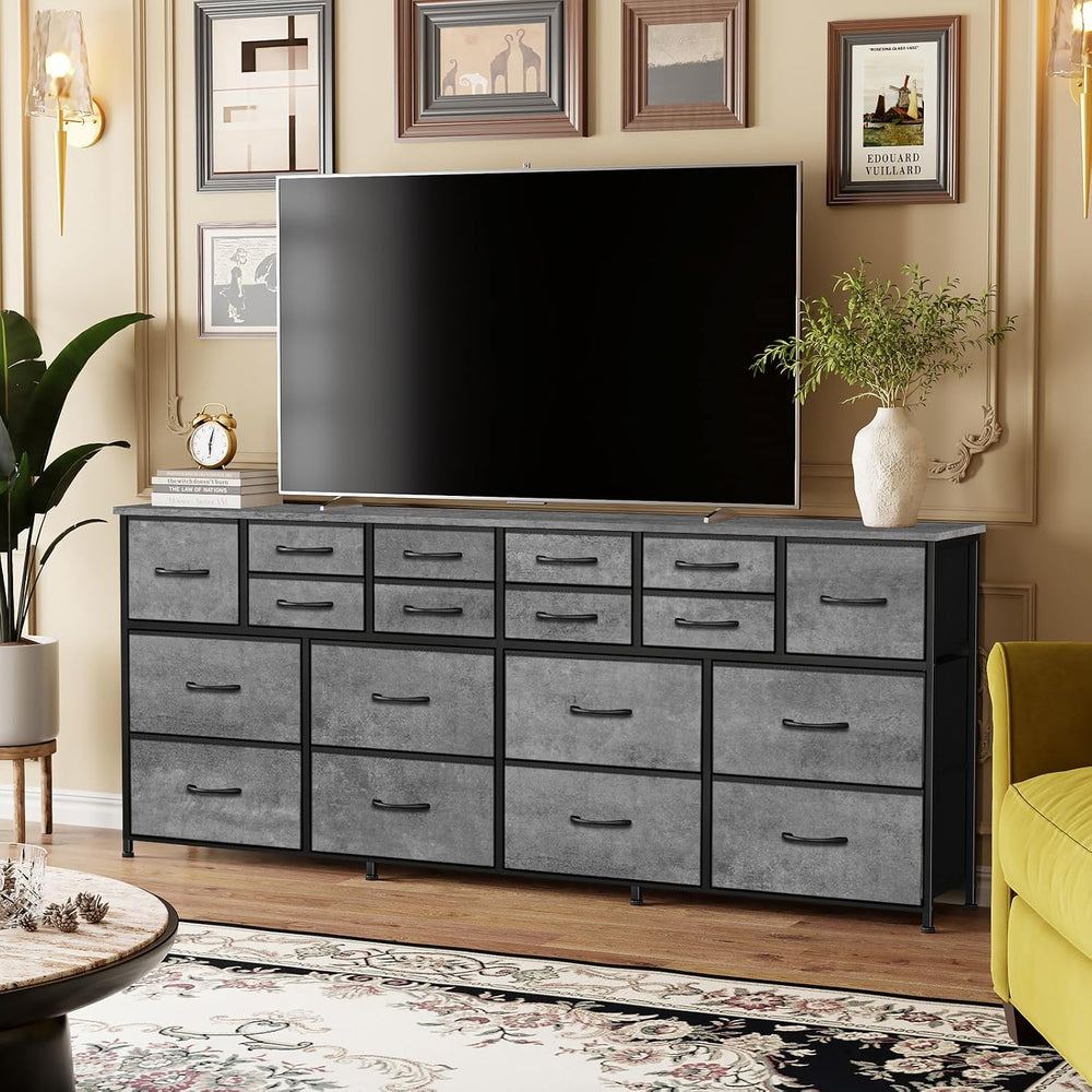 VASICAR Gray Wide TV Stand for 65, 75, 80 inch TV, 74.76 Inch Long Dresser