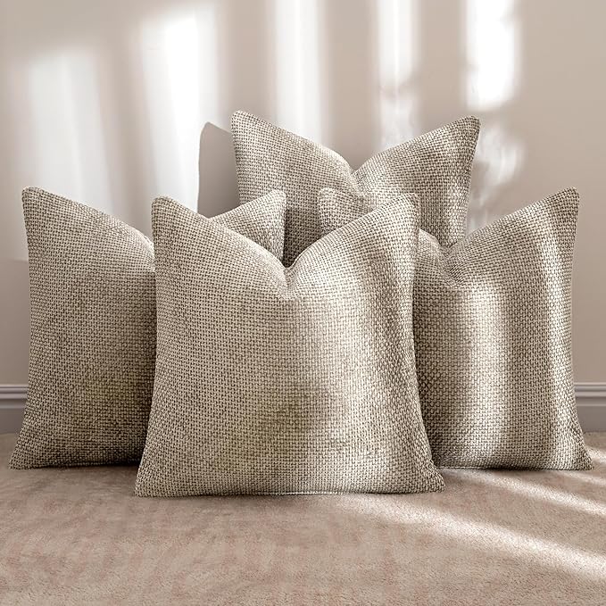 MIULEE Pack of 4 Couch Throw Pillow Covers 18x18 Inch Khaki Soft Decorative - Image 2