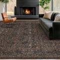 Vintage Washable Dark Brown Rugs by HazoHaus