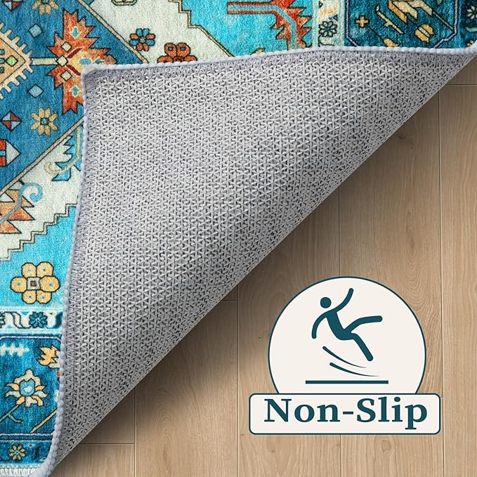 SERISSA Area Rug 3x5 Boho Blue Rugs - Image 4