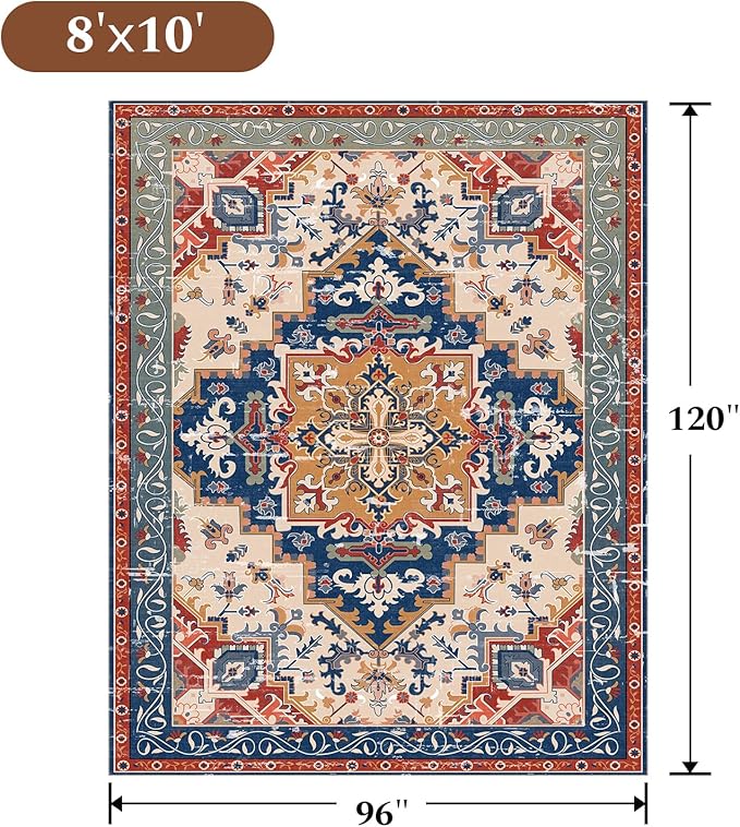 Rugflix 8x10 Area Rug for Living Room, Machine Washable Area Rugs - Image 2