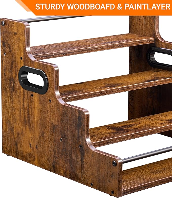 YQBRAO 2 Pack 4-Tier Liquor Bottle Display Shelf, 16-Inch Wooden Bar Shelves - Image 8