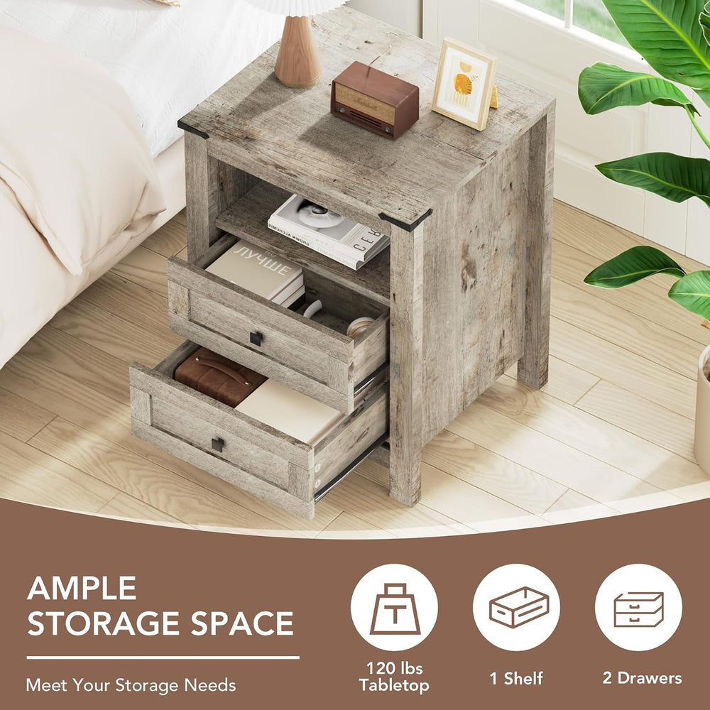 EazeHome 3 Piece Bedroom Furniture Set, Farmhouse 6 Drawer Dresser and 2 Draw...