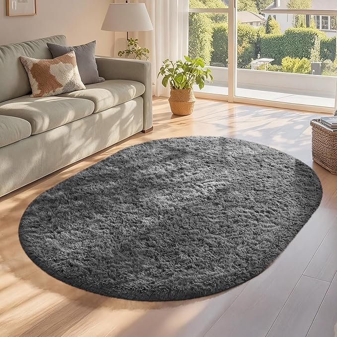 Ophanie 3x5 Oval Rug, Bedside Preppy Dorm Area Rug, College Essentials Non Slip by Ophanie