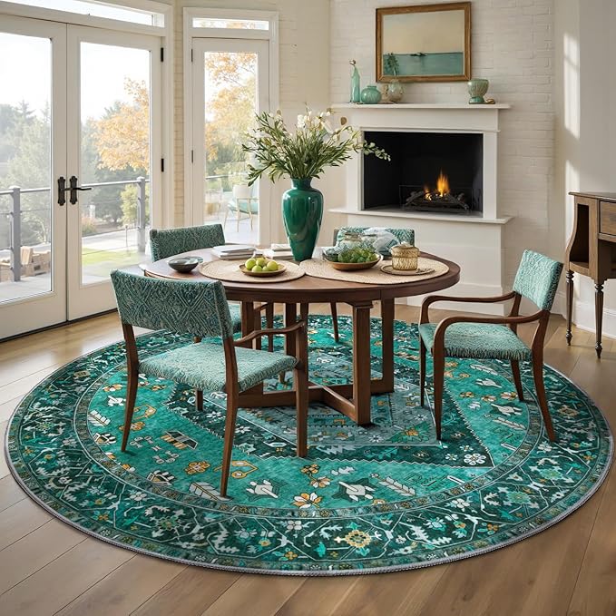 SERISSA Boho Round Area Rug, 6ft Washable Non-Slip Circle Rug, Ultra Soft - Image 2