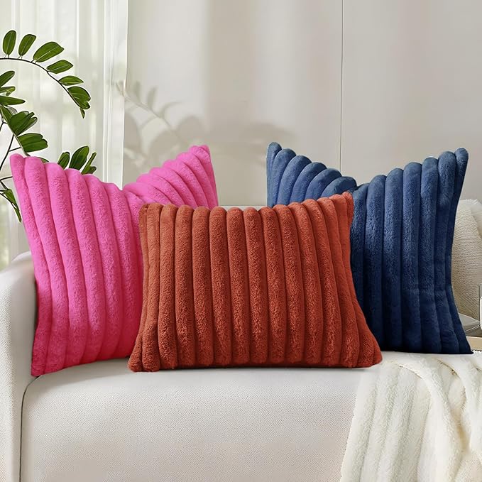 decorUhome Cozy Faux Fur Throw Pillow Covers 24x24 Set of 2 Decorative Soft - Image 9