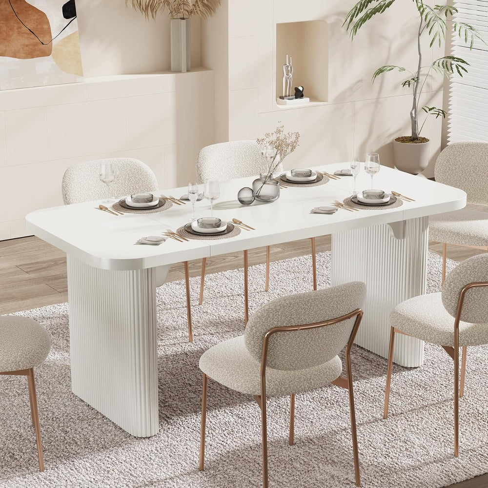 Tribesigns Dining Table for 4-6, Rectangular Wood Kitchen Tables with Double ...