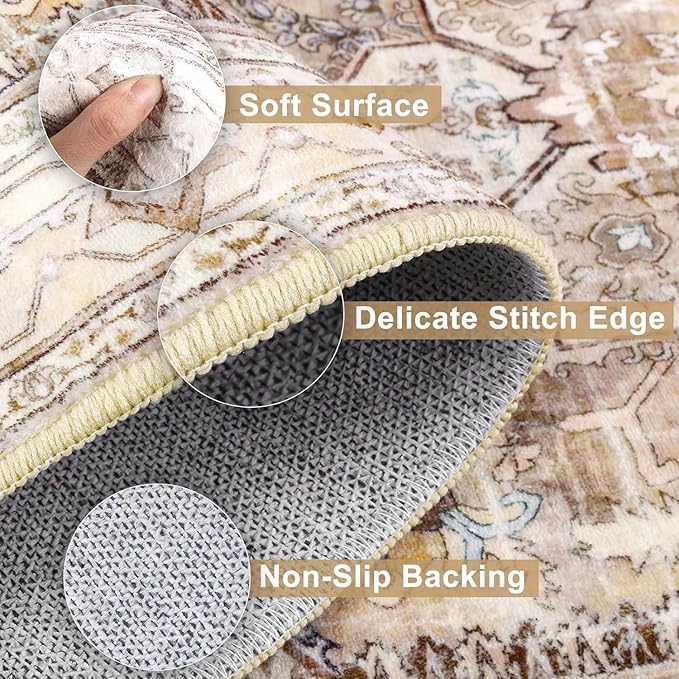 Yamaziot Washable Runner Rug, 2x5 Non-Slip Boho Vintage Hallway Rug Runner - Image 3