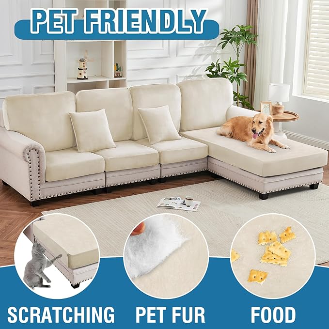 Couch Cover Stretch Velvet Sofa Cushion Cover 2-Piece - Image 3