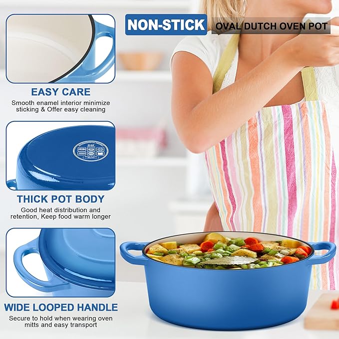 E-far 7QT Oval Dutch Oven Pot