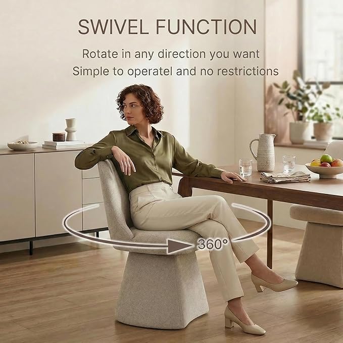 Swivel Dining Chairs Set of 1, Upholstered Mid Century Modern Deskchair with ...