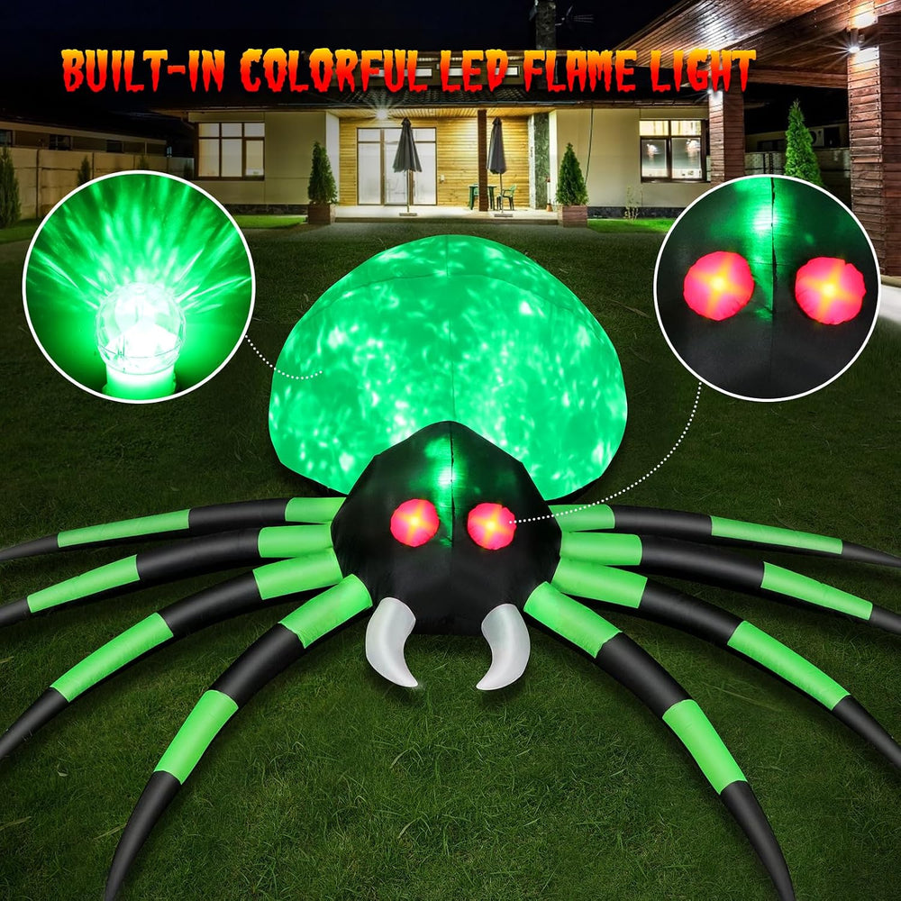 12 FT Halloween Inflatables Spider Outdoor Decorations, Giant Blow Up Spider ...