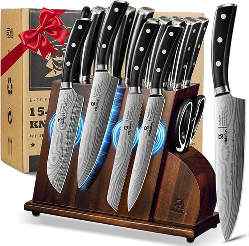 15 PC Magnetic Knife Sets for Kitchen by Piklohas