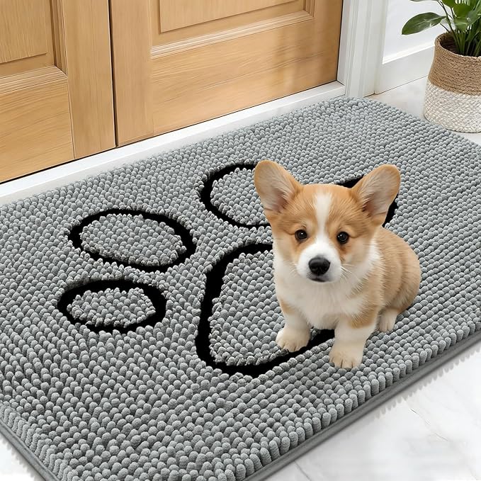 OLANLY Dog Door Mat for Muddy Paws 24x16, Paw Print Design, Absorbs Moisture by OLANLY