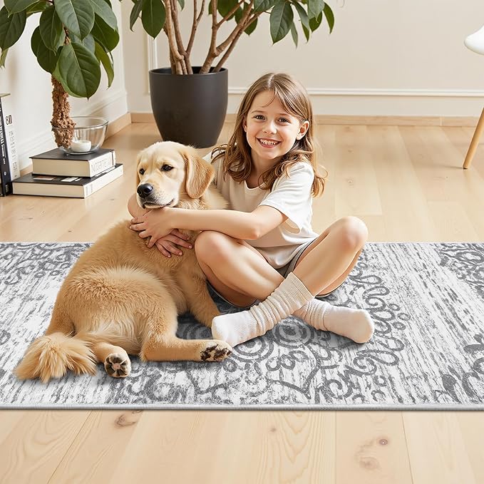 HEBE Hallway Runner Rug 2'x4' Washable Vintage Distressed Area Rugs Non Slip - Image 6
