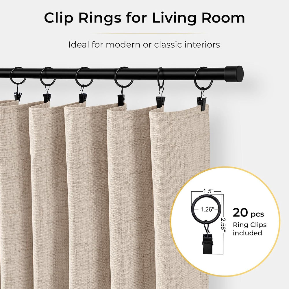 INOVADAY Linen Textured 100% Blackout Sliding Door Curtains 102x84 Oatmeal