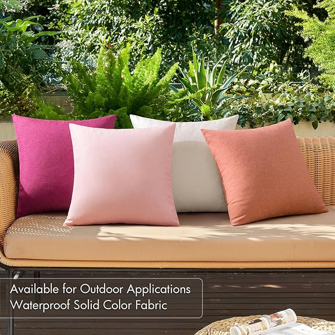 MIULEE Pack of 4 Decorative Outdoor Throw Pillow Covers Linen Waterproof Pillow - Image 2