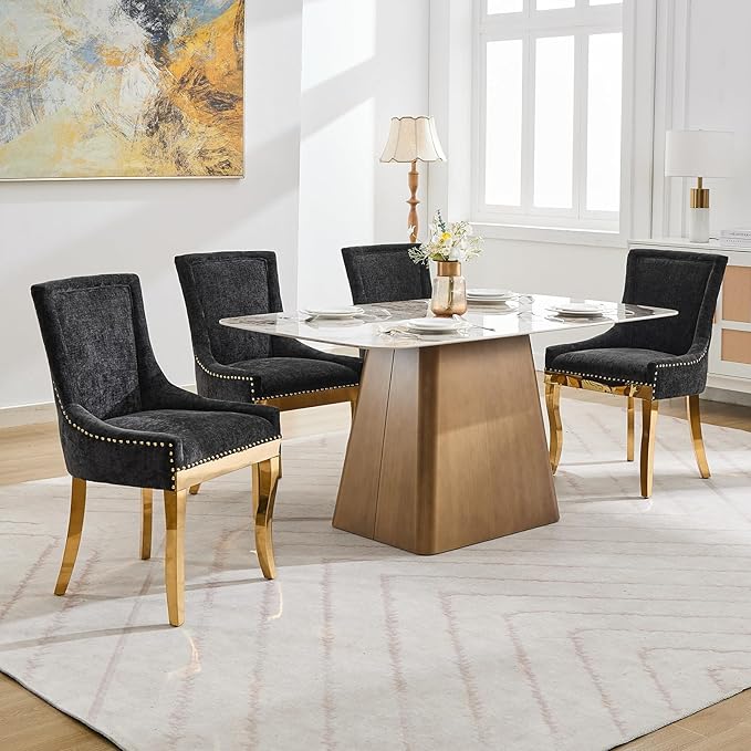 Dining Chairs Set of 2, Kitchen & Dining Room Chairs, Chenille Fabric Uph...