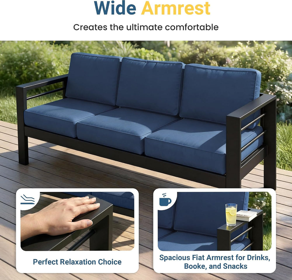 Wisteria Lane Aluminum Outdoor Sofa, 2 Seats Patio Couch All-Weather Rust-Pro...