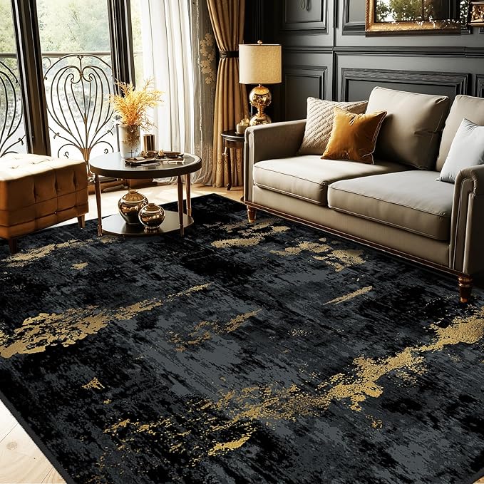 Washable Area Rugs 7'x9' Non-Slip Modern Abstract Soft by RELEANY