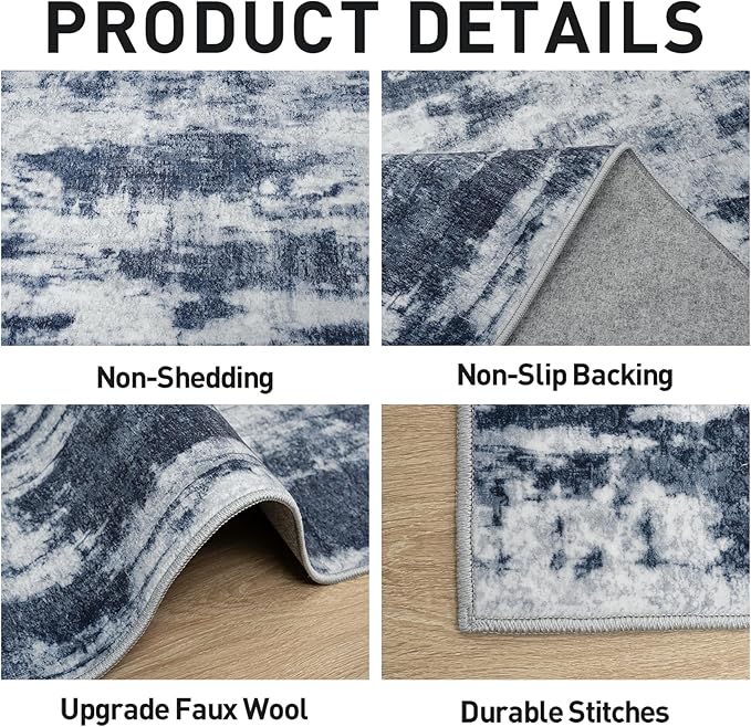 10x14 Area Rugs Washable Rug: Modern Abstract Living Room Rug Soft Anti-Skid - Image 5