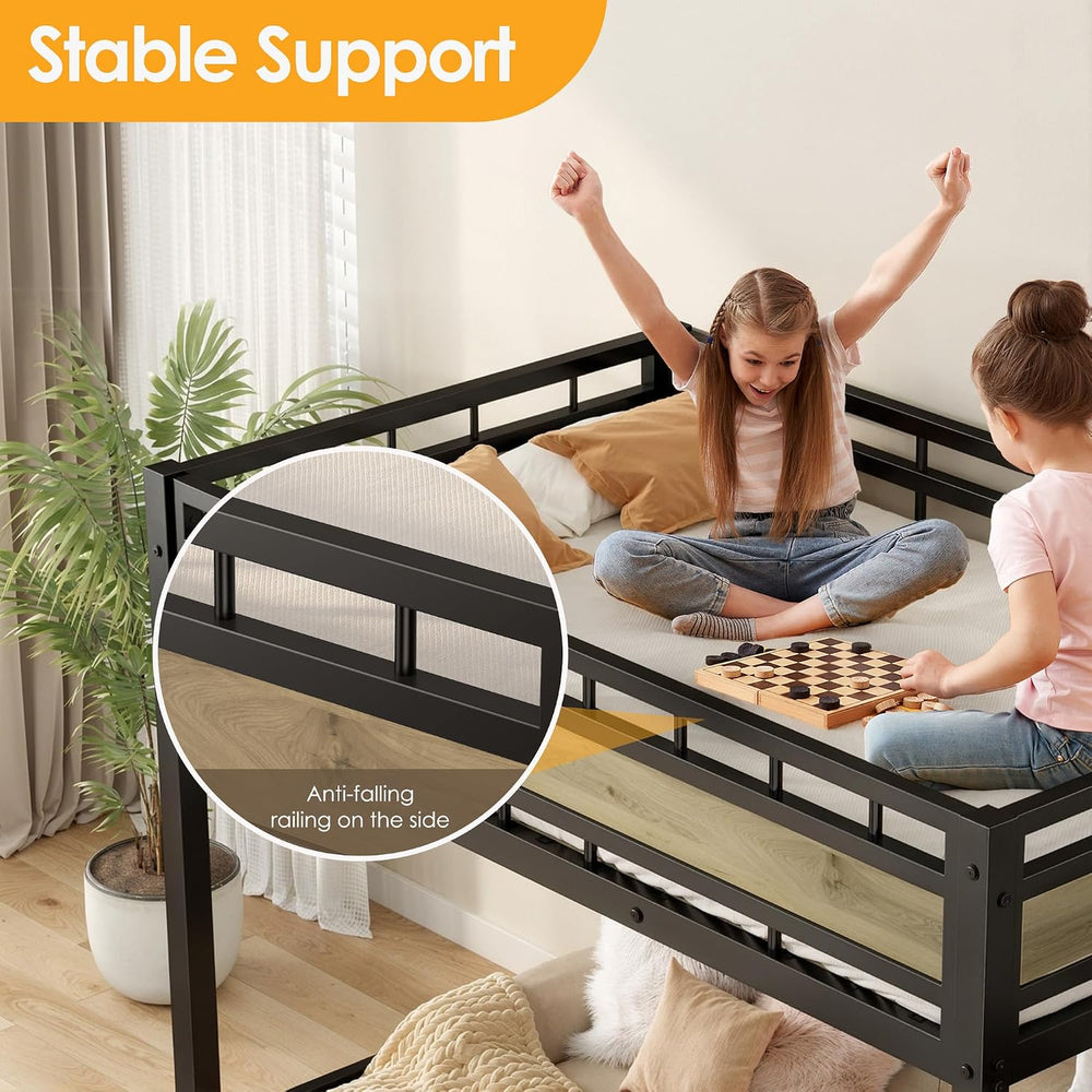Twin Loft Bed with Stairs, Heavy Duty Metal with Storage, Black