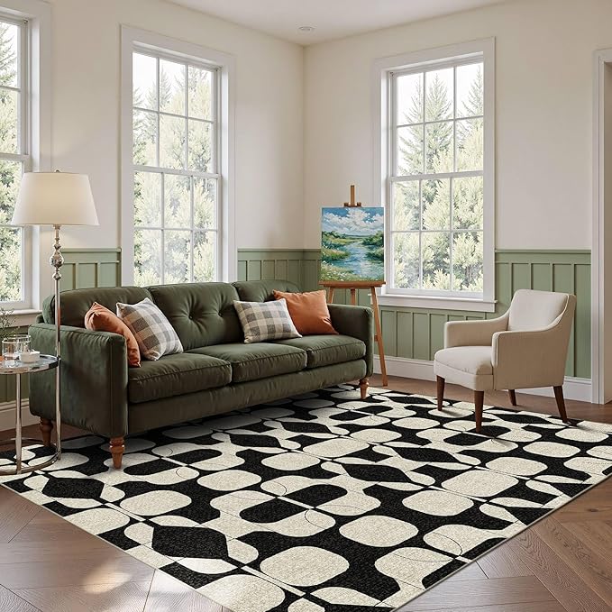Latte&Fog 5x7 Area Rugs for Living Room Bedroom, Boho Non Slip Low Pile Carpet - Image 9