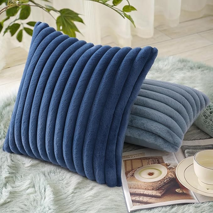 decorUhome Cozy Faux Fur Throw Pillow Covers 26x26 Set of 2 Decorative Soft - Image 4