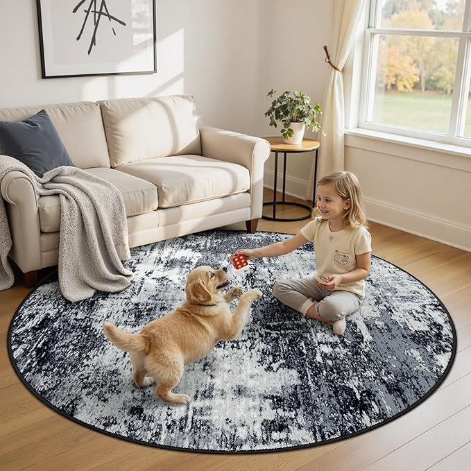 Washable Area Rugs 8ft Non-Slip Modern Abstract Soft by RELEANY