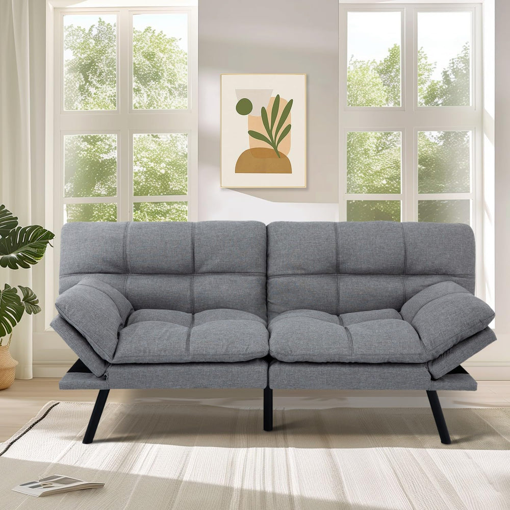 MUUEGM 71" Futon Sofa Bed with Memory Foam,Futon Couch with Adjust Backr...