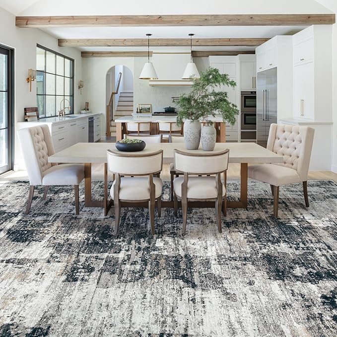 9x12 Area Rug for Living Room, Washable Modern Abstract Large Area Rug Neutral - Image 6