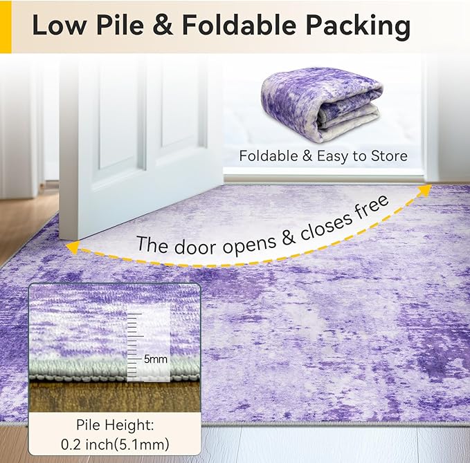 Washable Area Rugs 2'x6' Non-Slip Modern Abstract Soft - Image 8