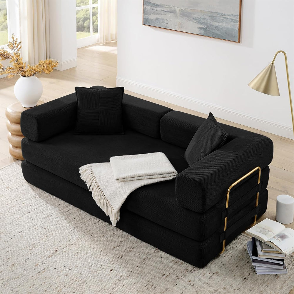 HANXIN 78'' Futon Sleeper Sofa Bed, Boneless Couch for Living Room, B...