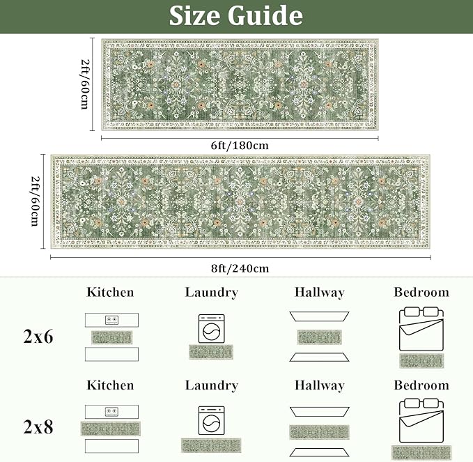 Yamaziot Washable Runner Rug 2x12 – Floral Non Slip Boho Hallway Runner Rug - Image 2
