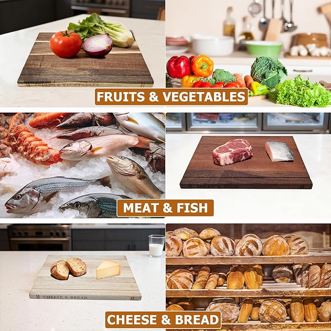Acacia Wood Cutting Board Book Set, 3-Piece Decorative Chopping Boards - Image 3