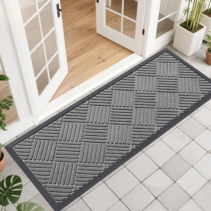 OLANLY Front Door Mat Outside Entrance 47x17, Heavy Duty Sturdy Natural Rubber by OLANLY