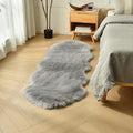 duduta Grey Faux Sheepskin Runner Rugs 2x6 ft, Fluffy Shag Bedroom Rug Decor by duduta