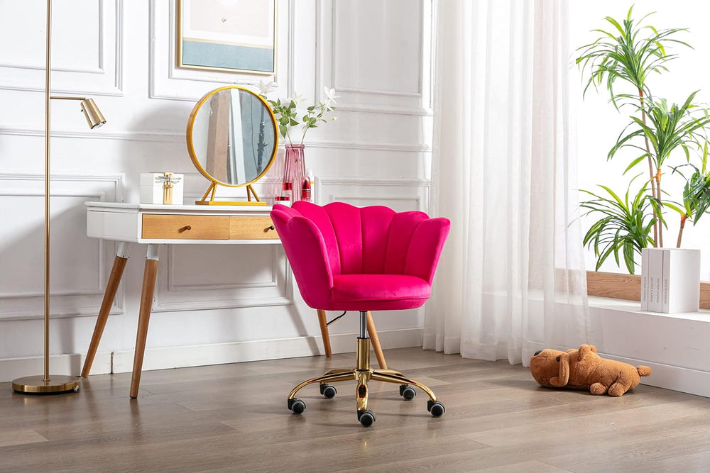 Comfy Home Office Task Chair with Wheels, Cute Modern Upholstered Velvet Seas...