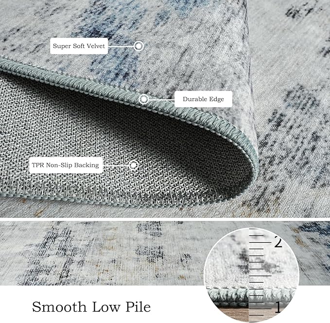 Toneed Abstract Area Rug 8x10 Modern Washable Rug Soft Non Slip Rug Low Pile - Image 6