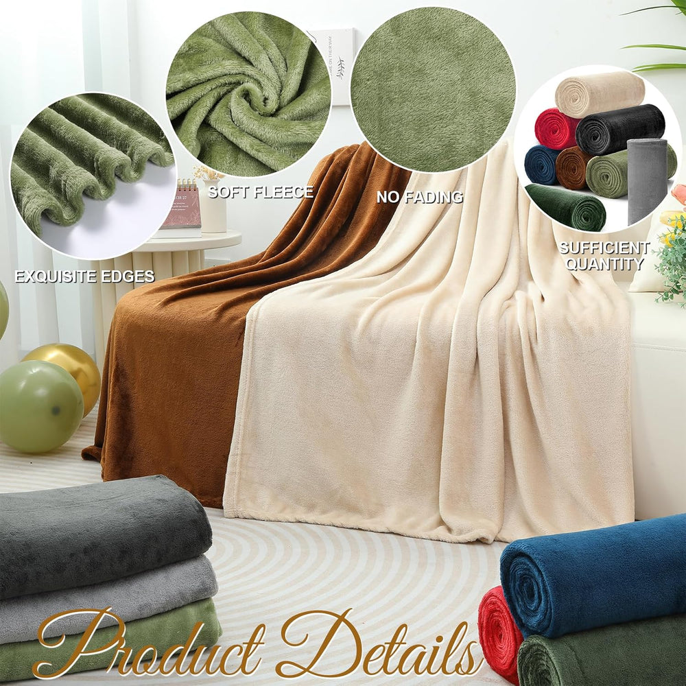 8 Pcs Flannel Fleece Throw Blanket Bulk 50 x 60 in Soft Fleece Throw Blankets...