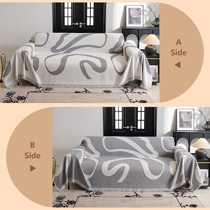 MYSKY HOME Couch Cover for 3 Cushion Sofa, Super Soft Boho Couch Covers for - Image 3