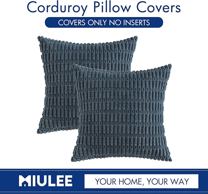 MIULEE Pack of 2 Corduroy Decorative Throw Pillow Covers 18x18 Inch Soft Boho - Image 9