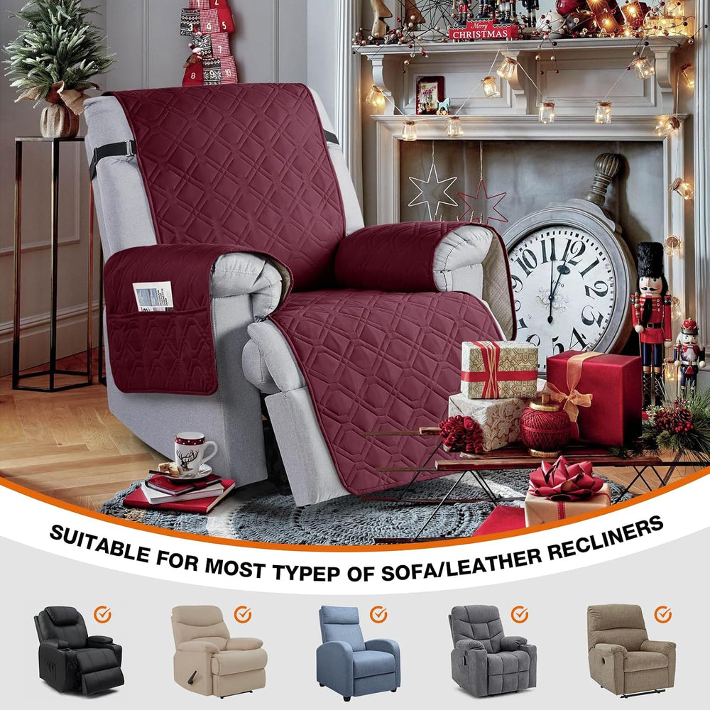 VANSOFY 100% Waterproof Recliner Chair Covers Washable, Burgundy, 23.6"