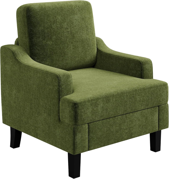 Garvee Green Comfy Accent Chair, Upholstered Armchair for Living Room