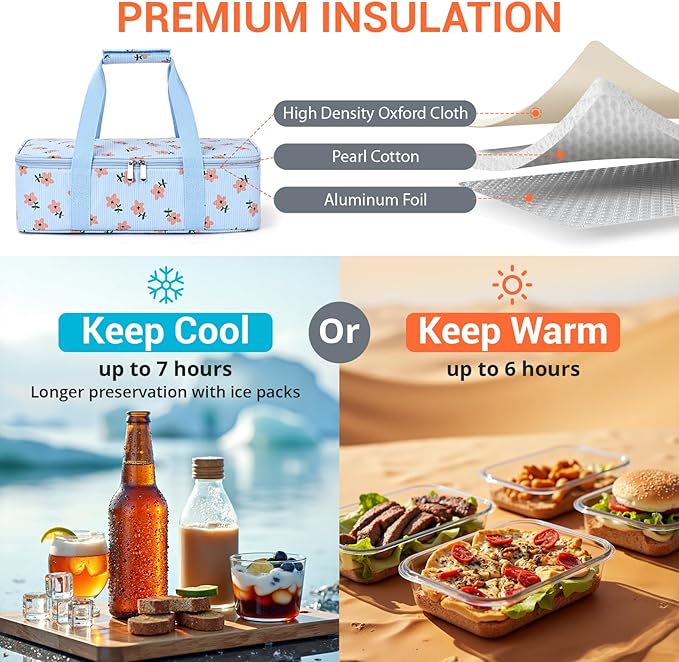 Insulated Casserole Carrier for Hot or Cold Food, Pie Carrier Bag Lunch Bag - Image 3