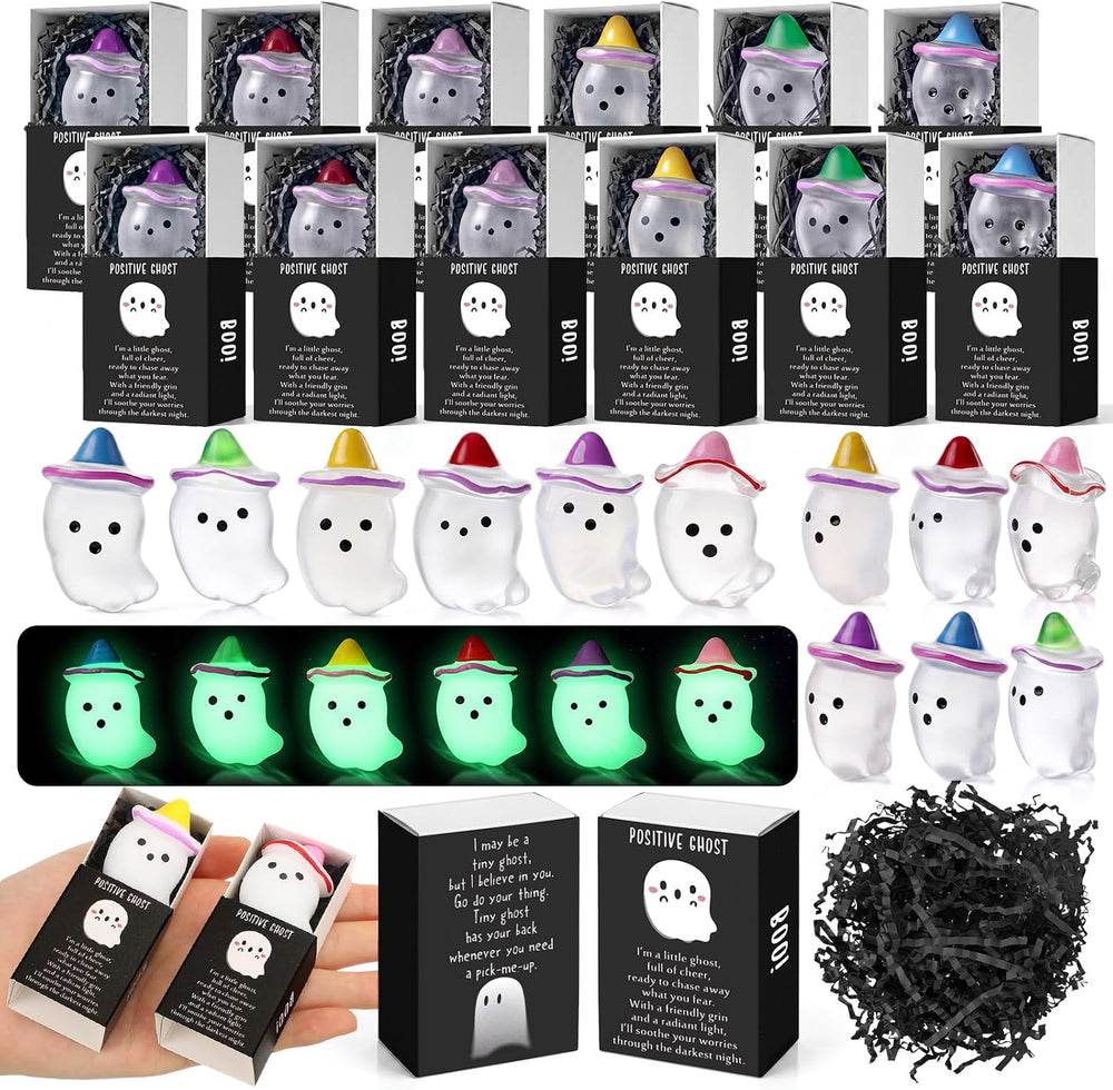100 Sets Halloween Positive Gifts Luminous Ghost Desk Decor Trinkets, Clear
