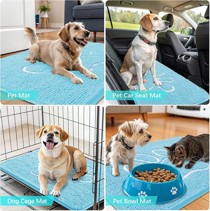 OLANLY Dog Door Mat for Muddy Paws 36x24, Paw Print Design, Absorbs Moisture - Image 7