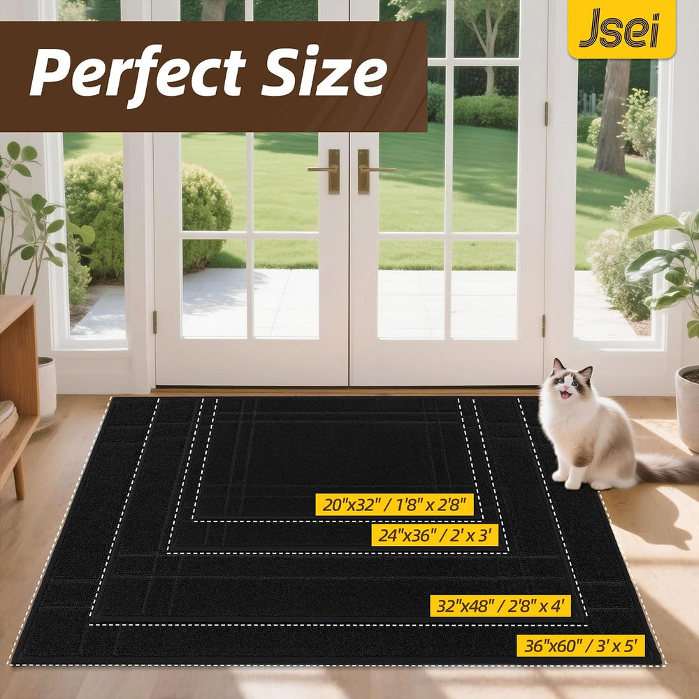 JSEI Door Mat for Entrance 32"x48", Dirt Trapper Doormat, Black
